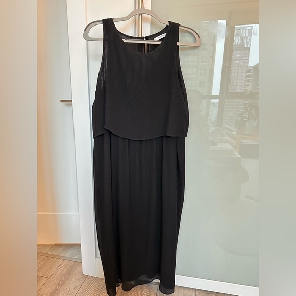 Mango Midi silk pleated black dress - Picture 1 of 3
